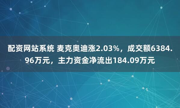 配资网站系统 麦克奥迪涨2.03%，成交额6384.96万元，主力资金净流出184.09万元
